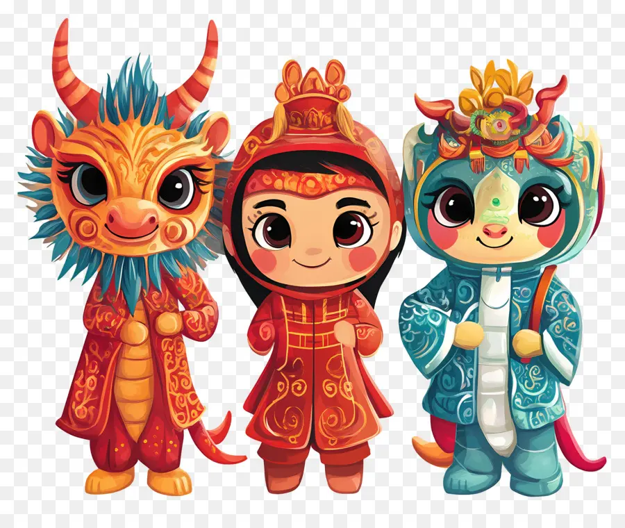 Nouvel An Chinois，Personnages De Dessins Animés PNG