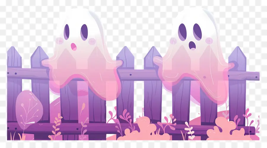 Clôture D'halloween，Fantômes Mignons PNG