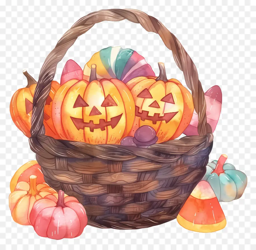 Panier D'halloween，Panier De Citrouille PNG