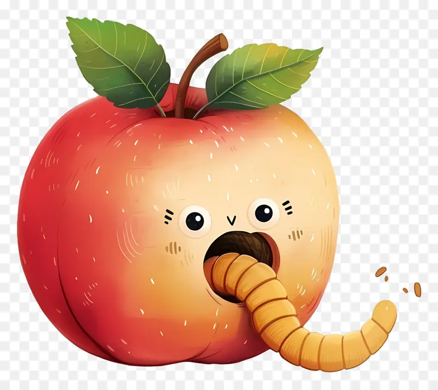 Pomme Avec Ver，Ver Dans La Pomme PNG