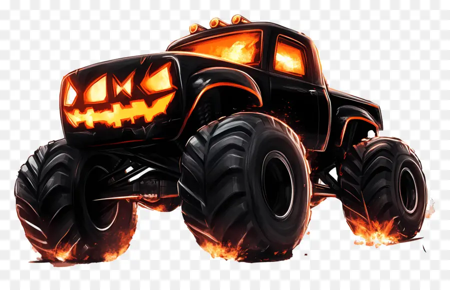 Camion Monstre D'halloween，Camion Monstre Noir PNG