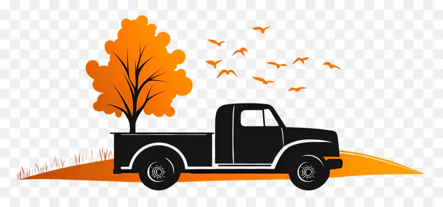 Camion D'automne，Camion Noir PNG