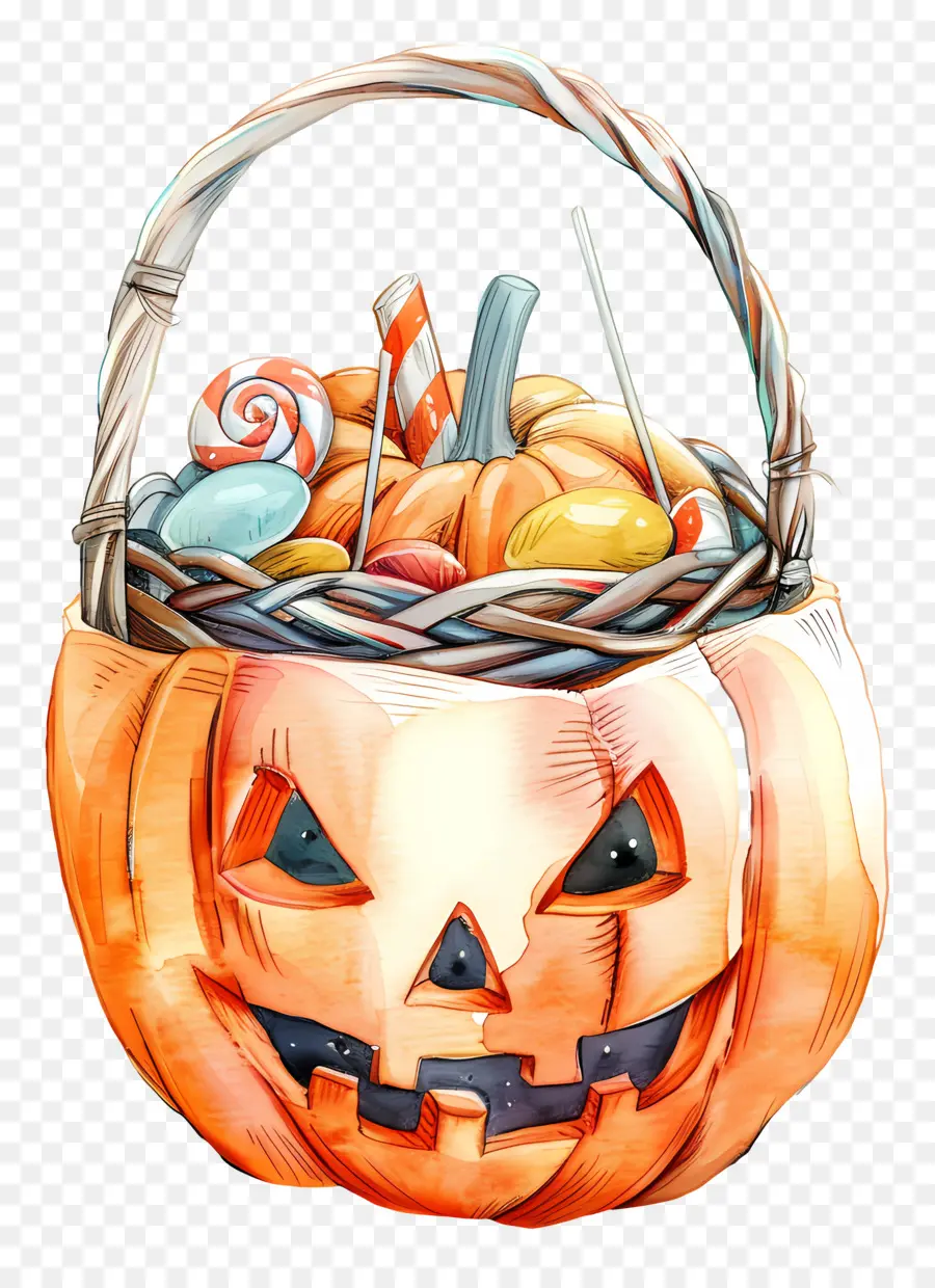 Panier D'halloween，Panier De Citrouille PNG