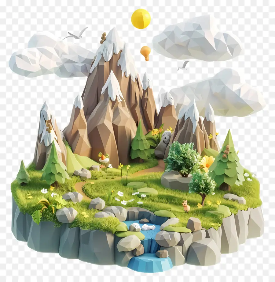 Montagne De Dessin Animé，Paysage De Montagne PNG