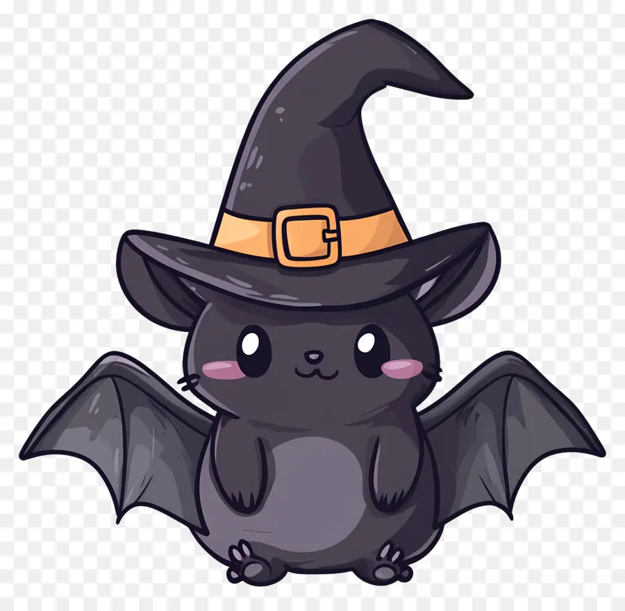 Chauves Souris D'halloween，Chauve Souris De Dessin Animé Avec Chapeau De Sorcière PNG