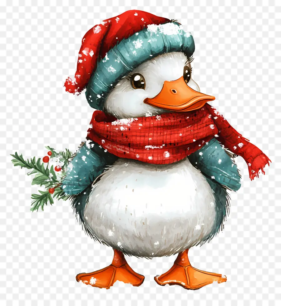 Canard De Noël，Canard Avec écharpe Rouge PNG