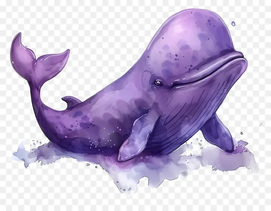 Baleine Aquarelle，Baleine Violette PNG