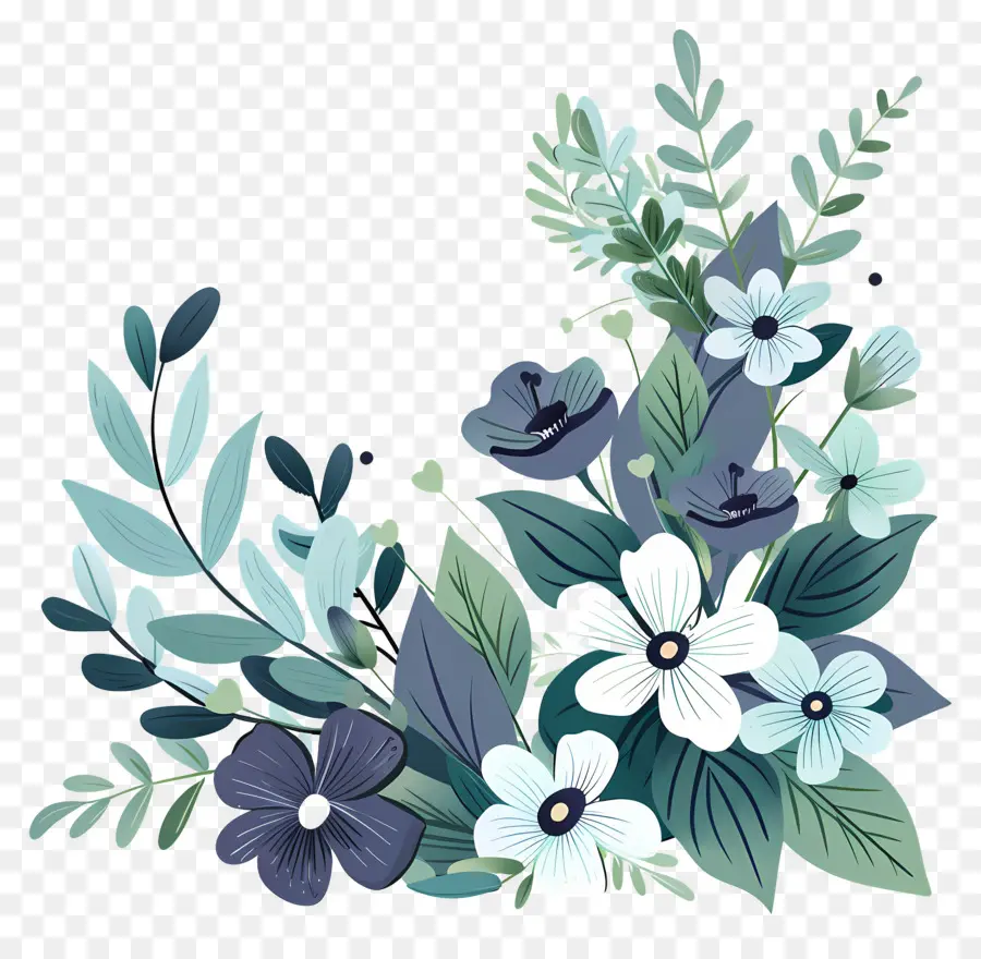 Le Coin Des Fleurs，Fleurs Bleues PNG