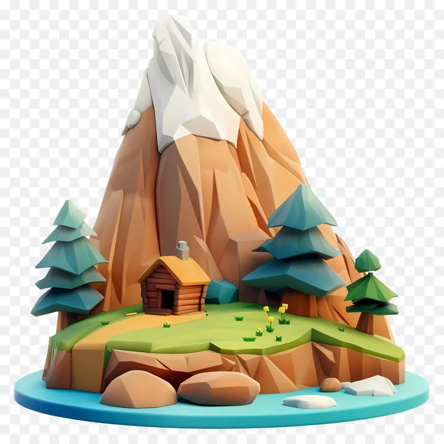 Montagne De Dessin Animé，Cabane De Montagne PNG