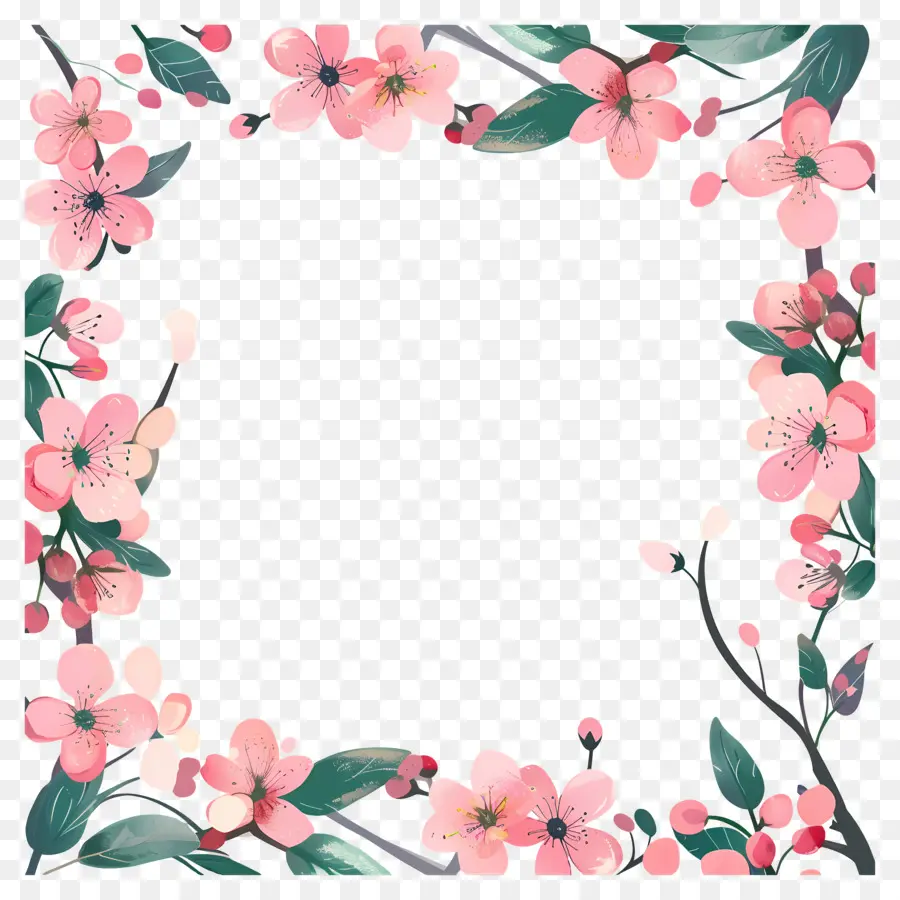 Cadre Floral，Fleurs Roses PNG