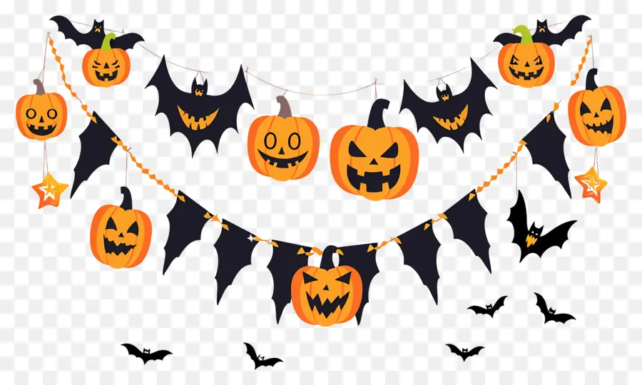 Guirlande D'halloween，Chauves Souris D'halloween PNG