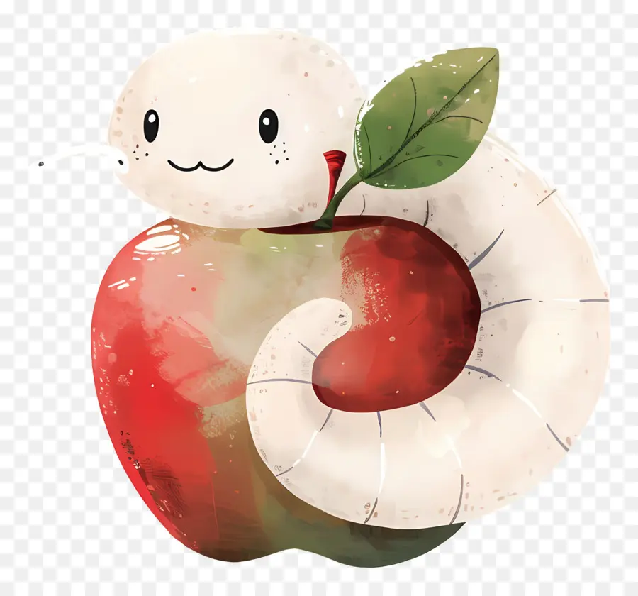 Pomme Avec Ver，Ver Mignon Dans Apple PNG