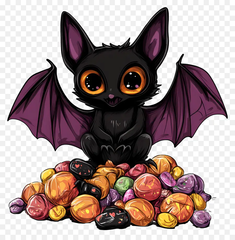 Chauves Souris D'halloween，Chauve Souris Avec Des Bonbons PNG