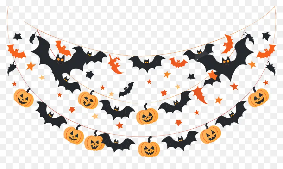 Guirlande D'halloween，Chauves Souris D'halloween PNG