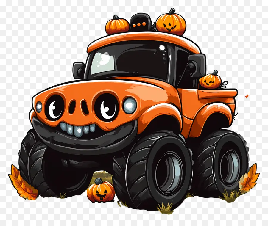 Camion Monstre D'halloween，Camion Citrouille PNG