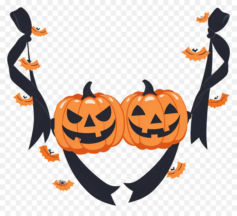 Guirlande D'halloween，Guirlande De Citrouilles PNG