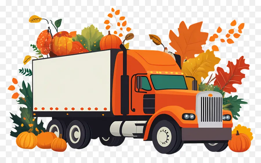 Camion D'automne，Camion Rouge PNG