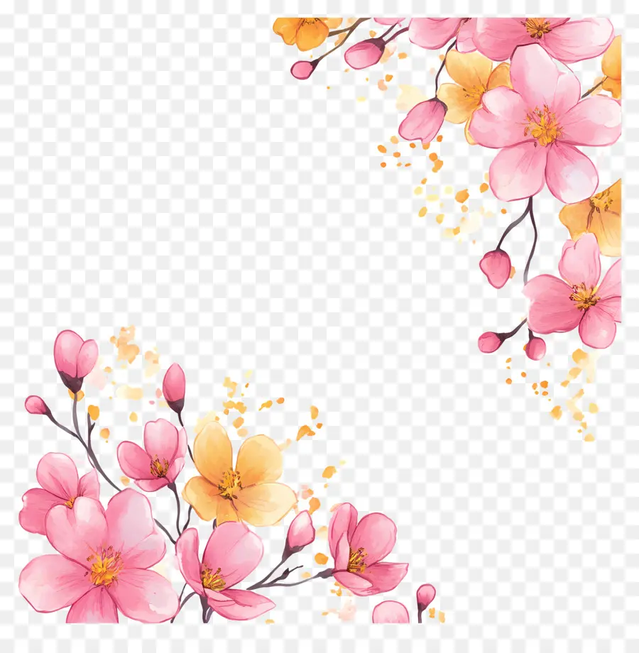 Bordure De Fleurs，Fleurs De Cerisier PNG