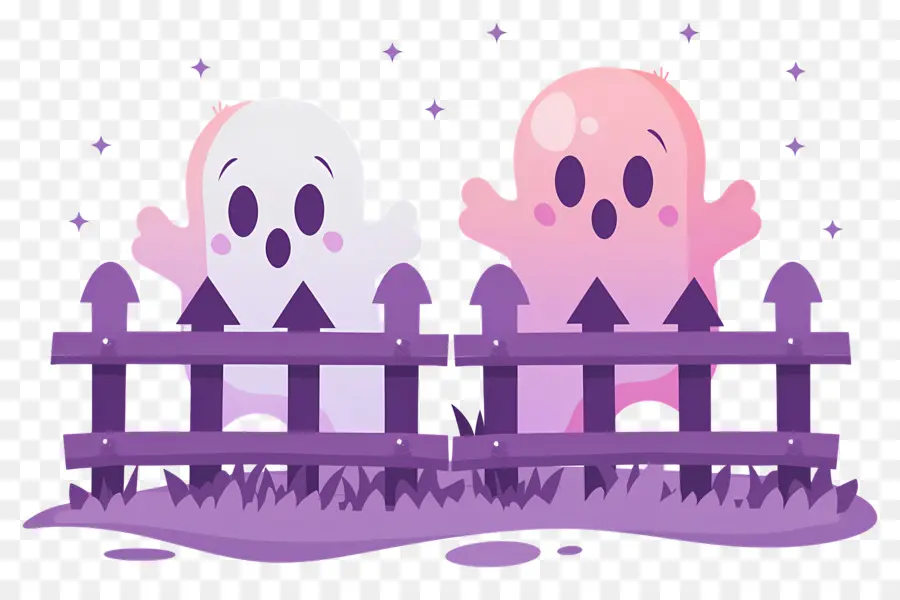 Clôture D'halloween，Fantômes Mignons PNG