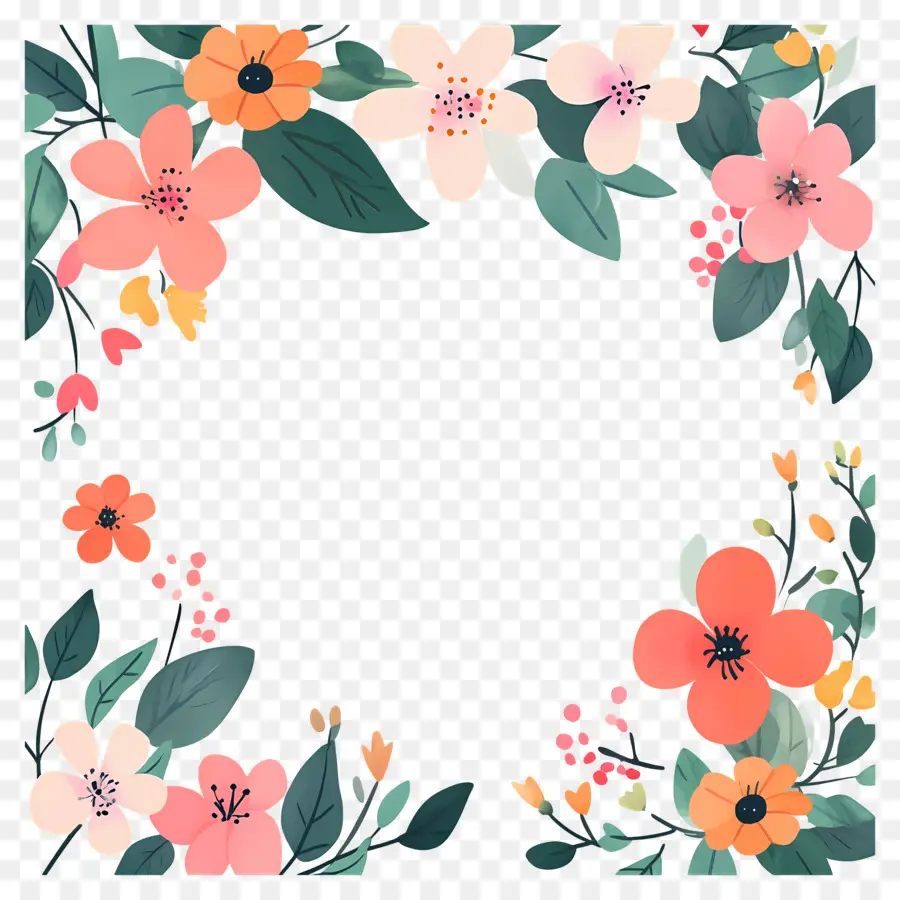 Bordure De Fleurs，Cadre Floral PNG