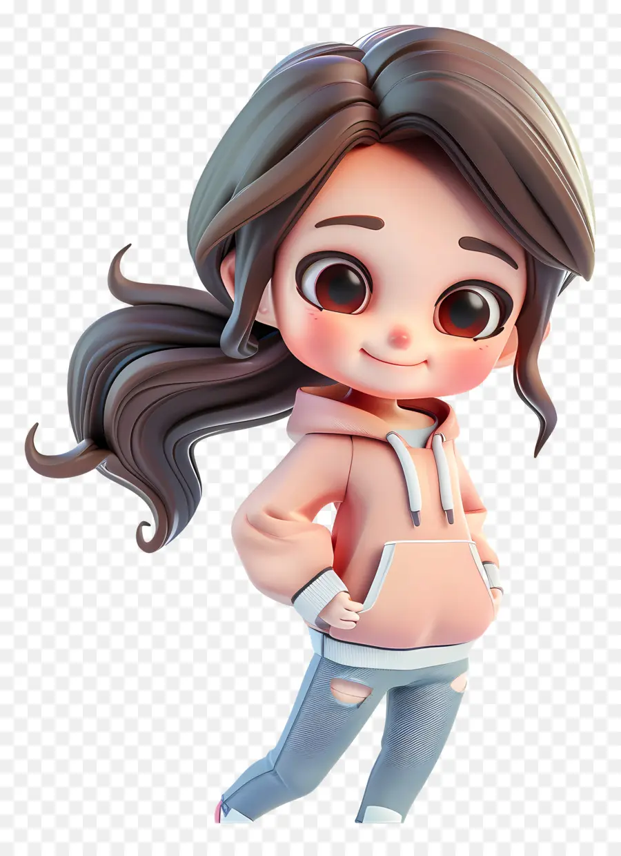 Fille Chibi，Fille De Dessin Animé En Sweat à Capuche PNG