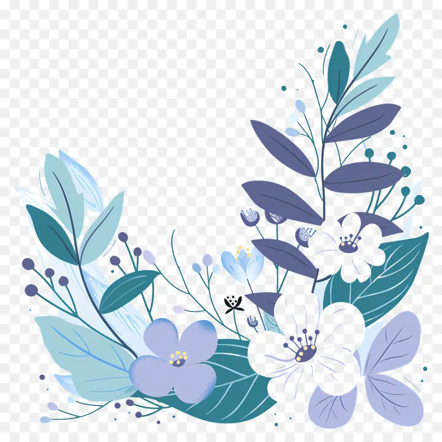 Le Coin Des Fleurs，Fleurs Bleues PNG