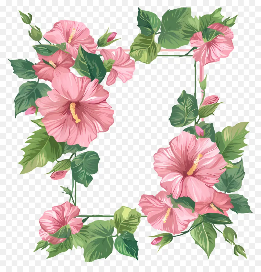 Cadre Floral，Fleurs Roses PNG