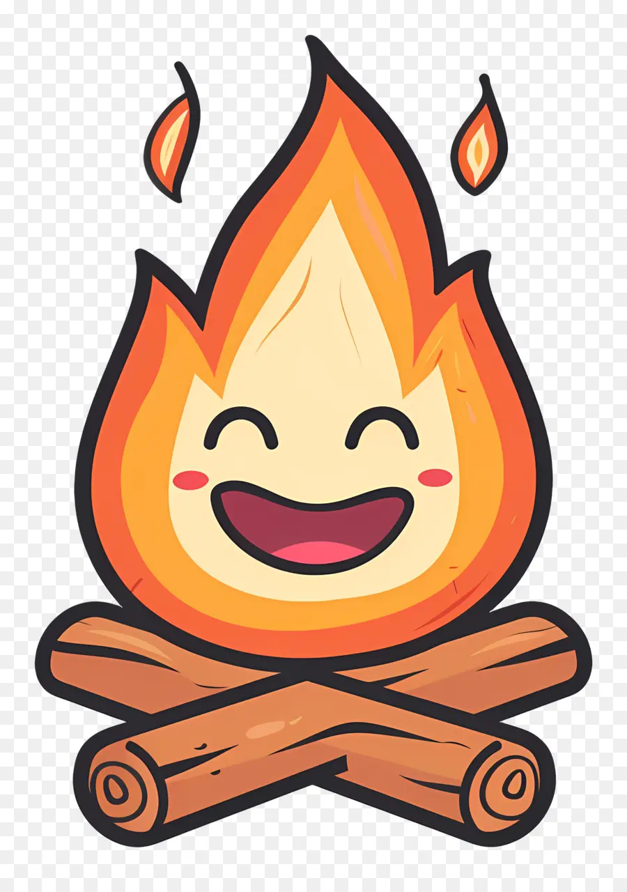 Feu De Camp，Flamme De Dessin Animé Heureux PNG