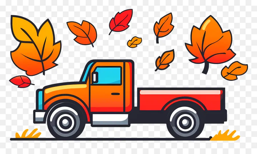 Camion D'automne，Camion Rouge PNG