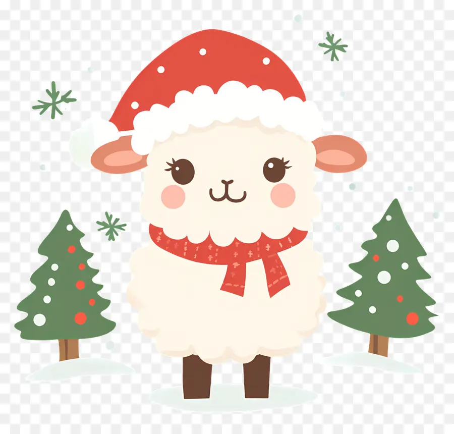 Mouton De Noël，Mouton De Dessin Animé Avec Bonnet De Noel PNG