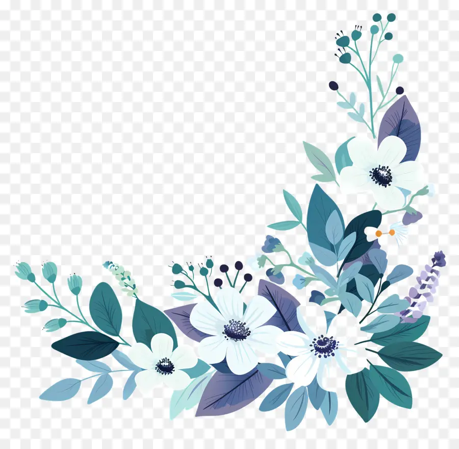 Le Coin Des Fleurs，Fleurs Bleues PNG