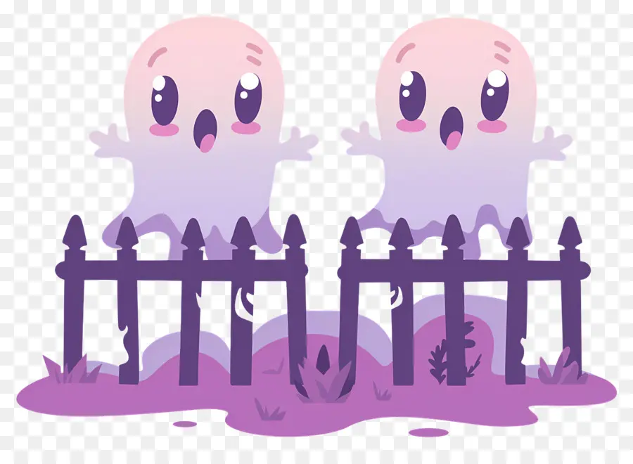 Clôture D'halloween，Fantômes Mignons PNG