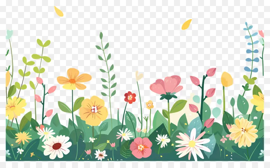 Bordure De Fleurs，Fleurs Colorées PNG