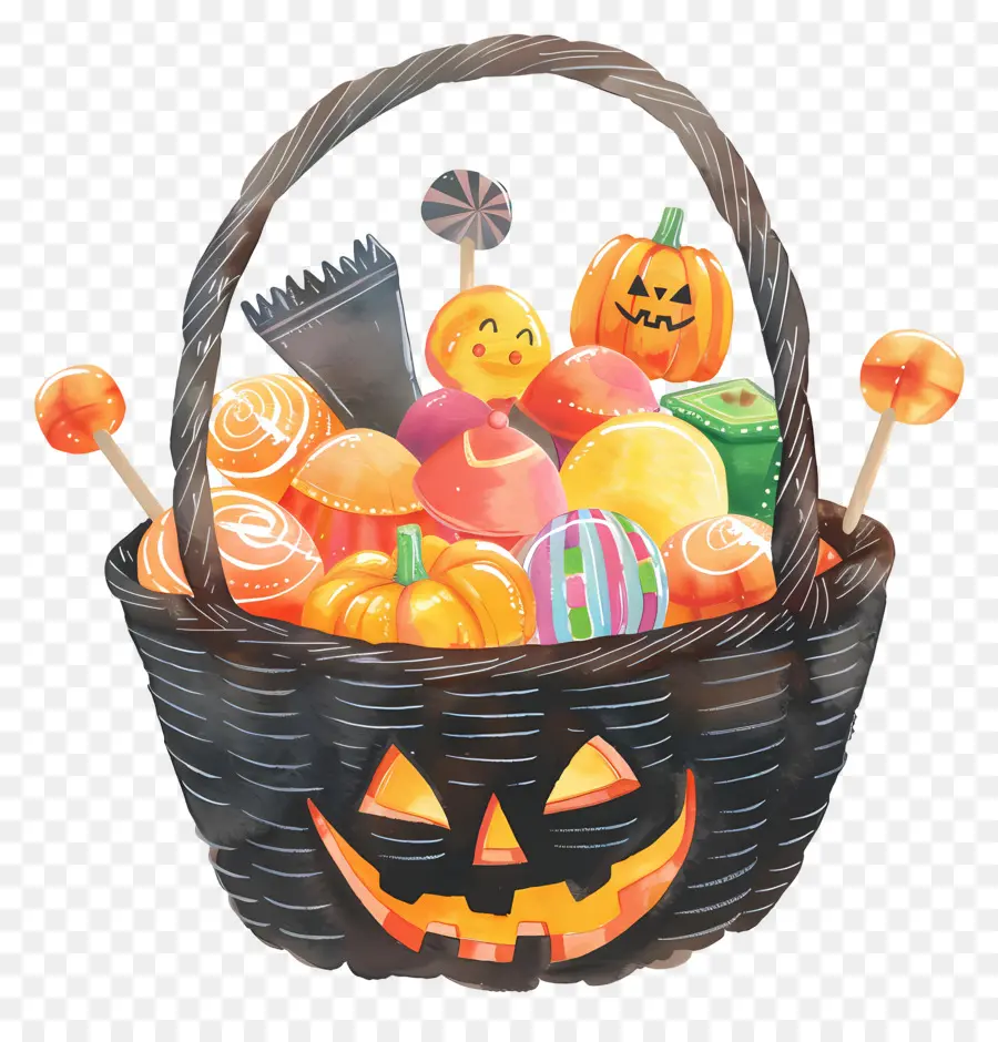 Panier D'halloween，Panier De Bonbons PNG