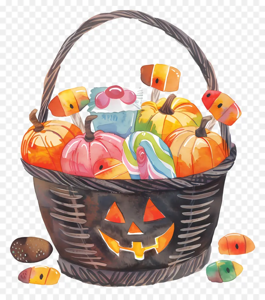 Panier D'halloween，Panier De Bonbons PNG