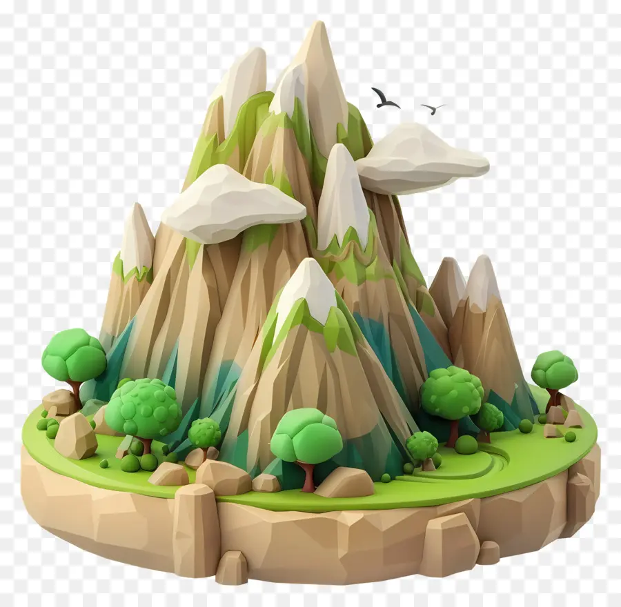 Montagne De Dessin Animé，Arbres PNG