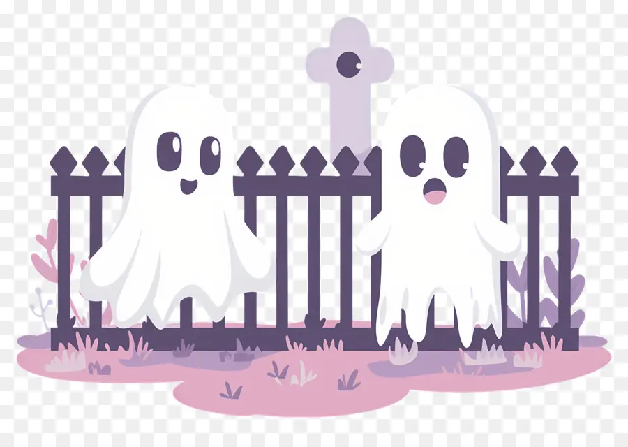 Clôture D'halloween，Fantômes De Dessin Animé PNG