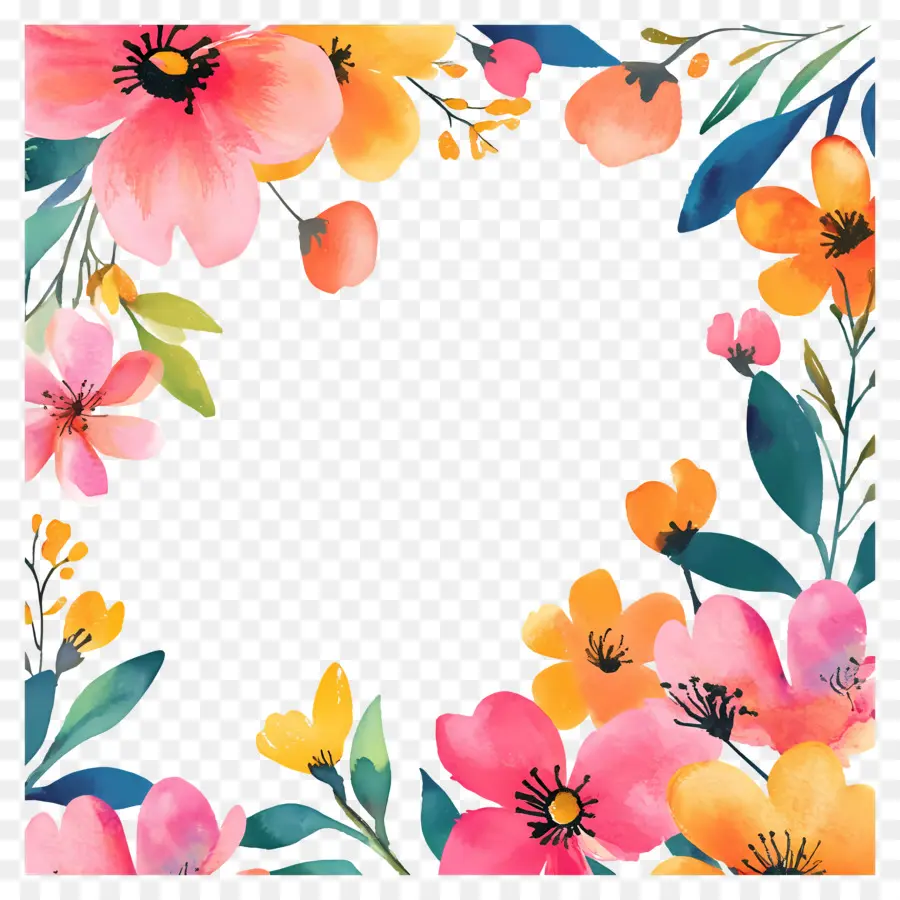 Bordure De Fleurs，Fleurs Roses PNG