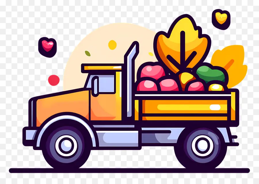 Camion D'automne，Camion De Dessin Animé PNG