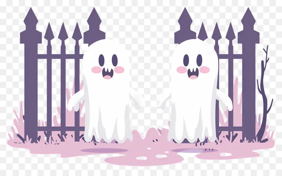 Clôture D'halloween，Fantômes Mignons PNG