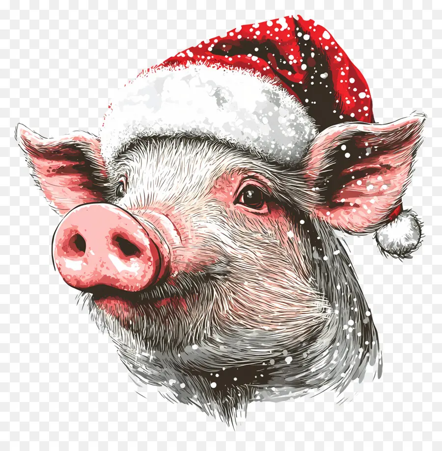 Cochon De Noël，Cochon Avec Bonnet De Noel PNG