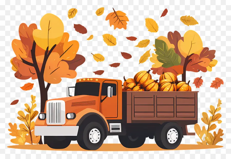 Camion D'automne，Camion Rouge PNG