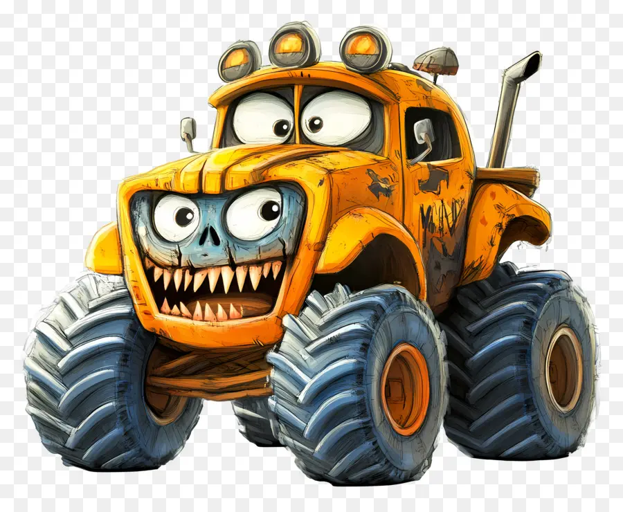 Camion Monstre D'halloween，Camion Monstre Orange PNG