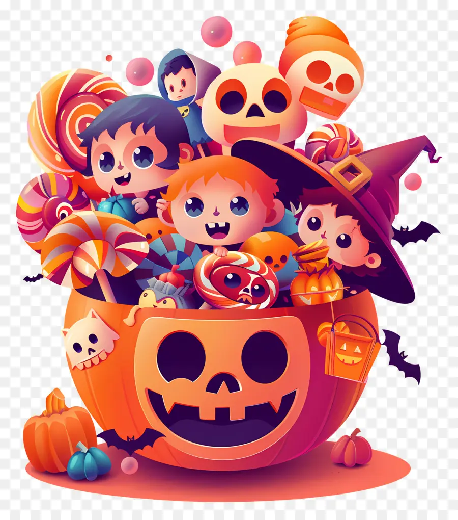 Panier D'halloween，Bol De Bonbons D'halloween PNG