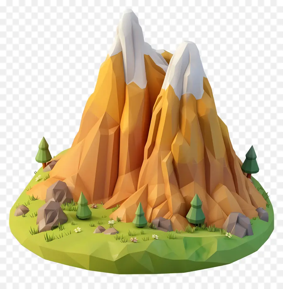 Montagne De Dessin Animé，Arbres PNG