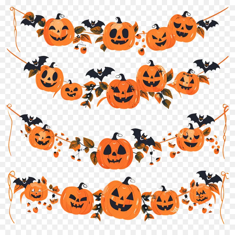 Guirlande D'halloween，Guirlande De Citrouilles PNG