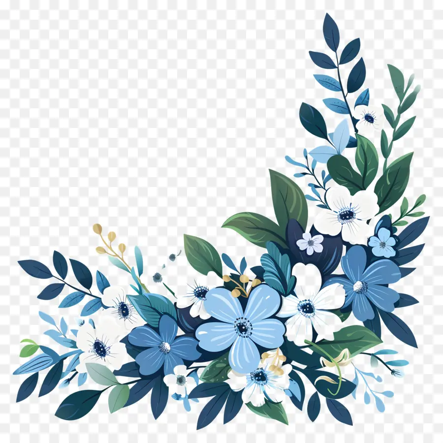 Le Coin Des Fleurs，Fleurs Bleues PNG