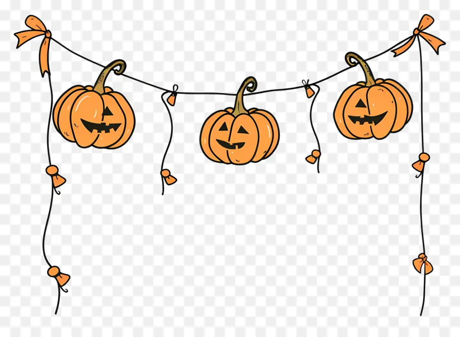 Guirlande D'halloween，Citrouilles PNG