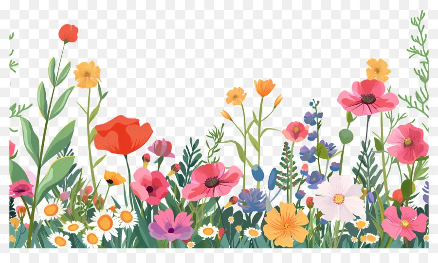 Bordure De Fleurs，Fleurs Colorées PNG