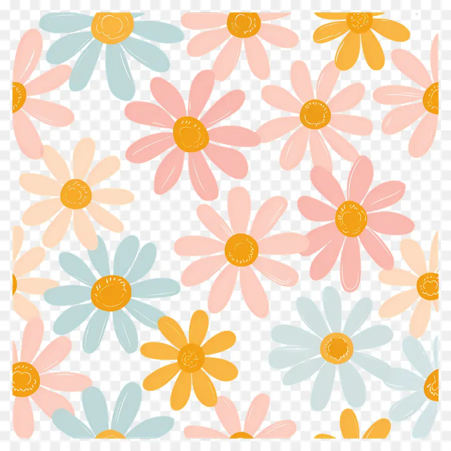 Motif De Marguerite，Fleurs Colorées PNG